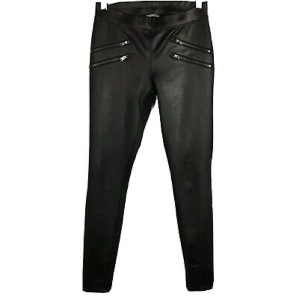 Express Women's Black Faux Leather Mid Rise Leggings Size M